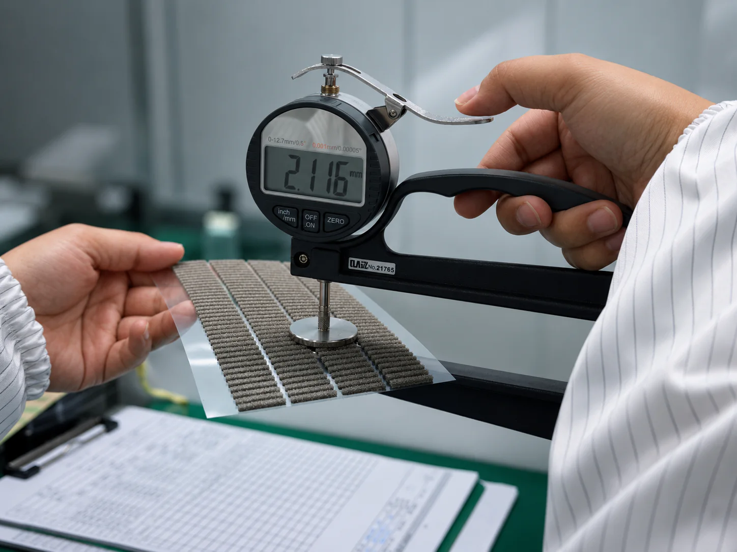 Thickness verification for converted EMI material parts